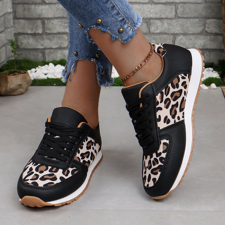Damen Sportliche Sneaker mit animalistischem Muster und dämpfender Sohle EB