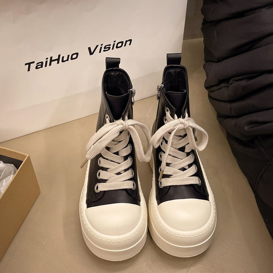 Damen Plattform Sneakers mit modischem Obermaterial und auffälligem Absatz EB