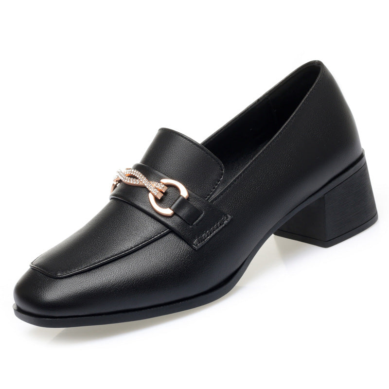 Damen elegante Mokassins mit funkelndem Schmuckdetail und komfortablem Absatz EB