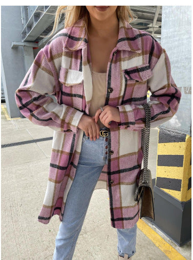Damen Luftige Karobluse mit Knopfleiste und modernem Schnitt EB
