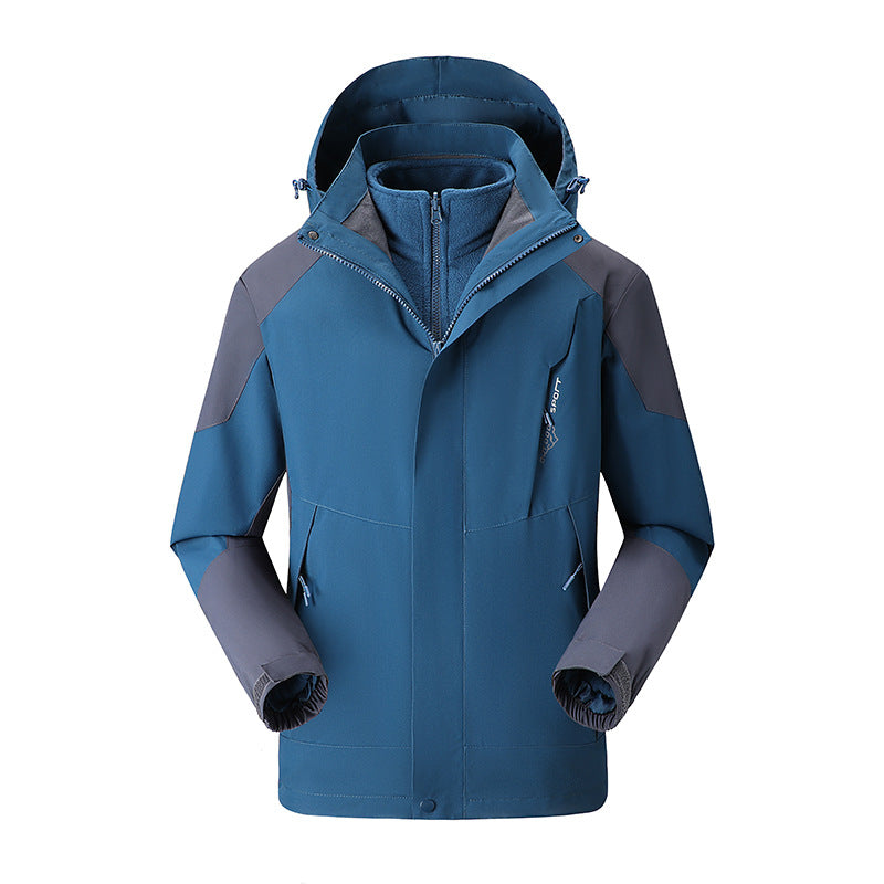 Damen zweilagige Outdoorjacke mit abnehmbarer Fleece-Innenjacke und verstellbarer Kapuze EB