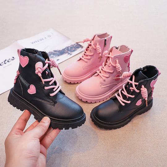 Damen Modische Stiefel mit Herz-Applikationen und Reißverschluss EB