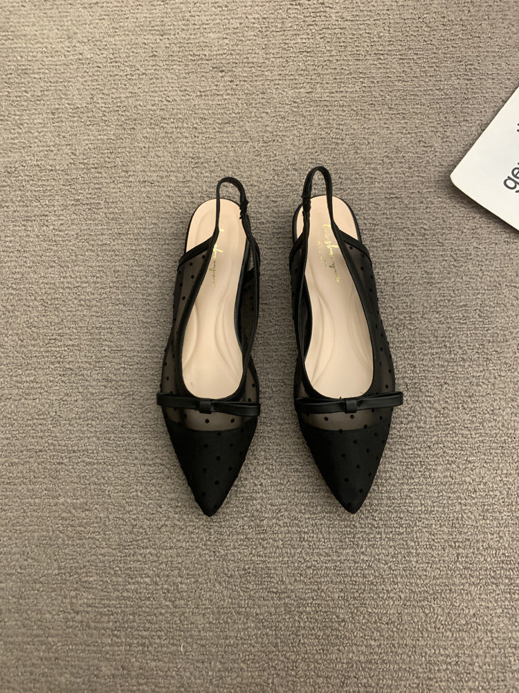 Damen Slingback Pumps aus transparentem Material mit dezentem Punktedesign EB