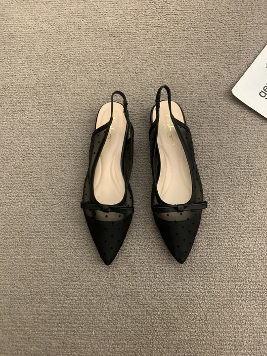 Damen Slingback Pumps aus transparentem Material mit dezentem Punktedesign EB