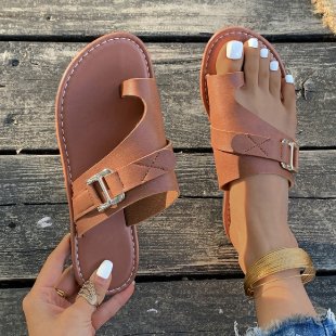 Damen Komfortable Zehentrenner-Sandalen mit eleganter Schnallenverzierung EB