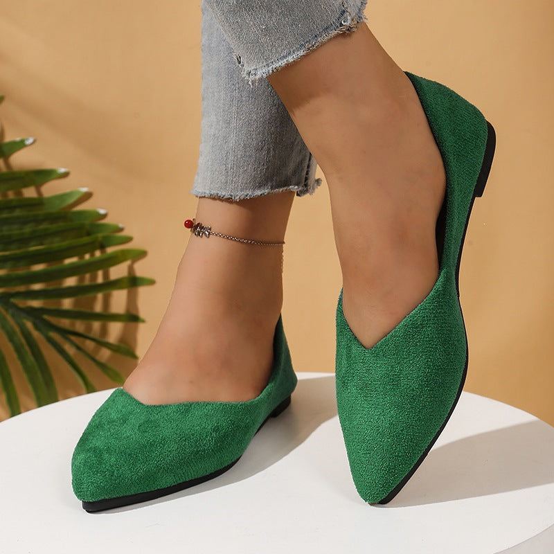 Damen  spitze Ballerina-Slipper aus Veloursoptik mit gepolsterter Komfortinnensohle EB