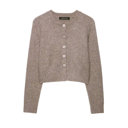 Damen cropped Strickjacke mit Knopfverschluss EB