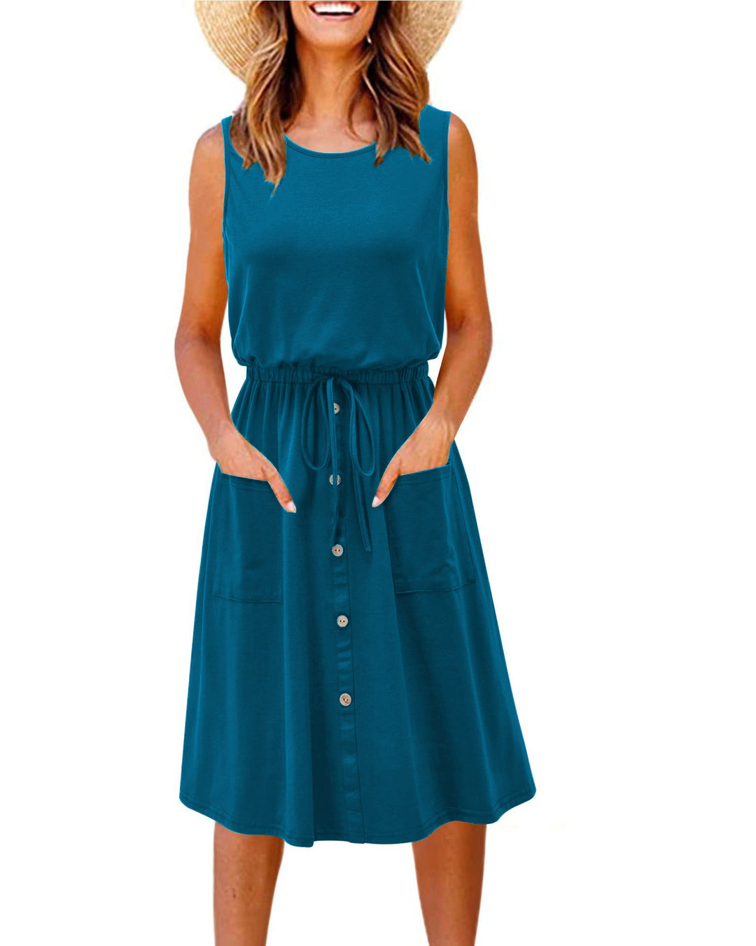 Damen Midi-Kleid mit tailliertem Schnitt und Knopfleiste EB
