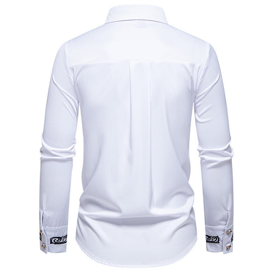 Herren elegante Langarmhemd mit kunstvollem Kragen EB