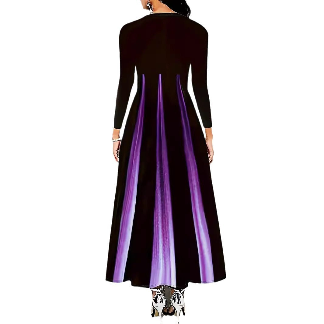 Damen Elegantes Maxikleid mit einzigartigem Farbverlauf und praktischen Taschen EB