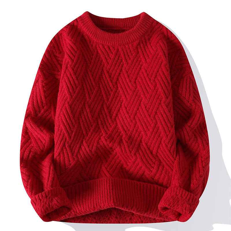 Damen nan grobgestrickter Oversize-Pullover mit Zopfmuster und elastischem Rippbund EB