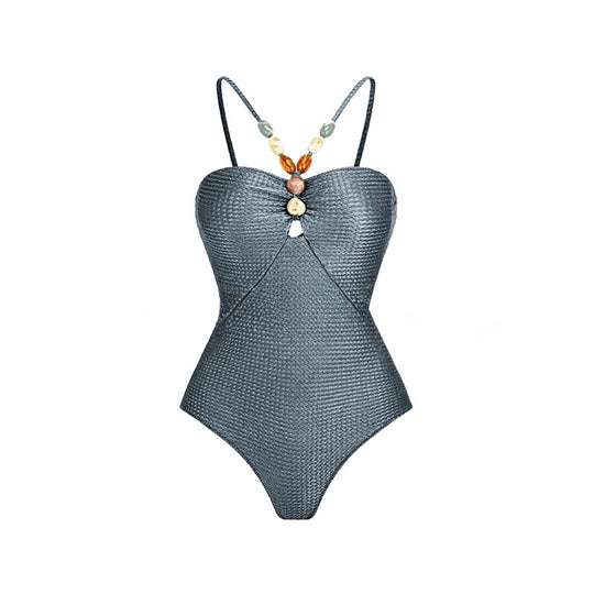 Damen Einteiliger Badeanzug mit modischen Schmuckdetails EB