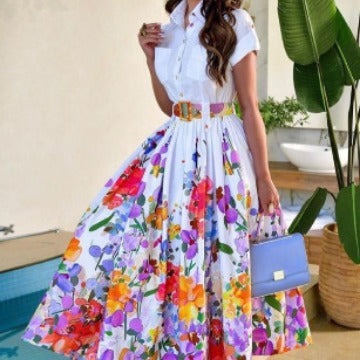 Damen Maxikleid mit schickem Floral-Design und tailliertem Schnitt EB