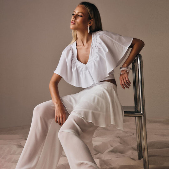 Damen Freizeit-Set mit lässigem Oberteil und weiten Hosen EB