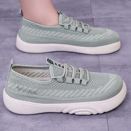 Damen Leichte Freizeit Sneakers mit elastischem Strickdesign und rutschfester Sohle EB
