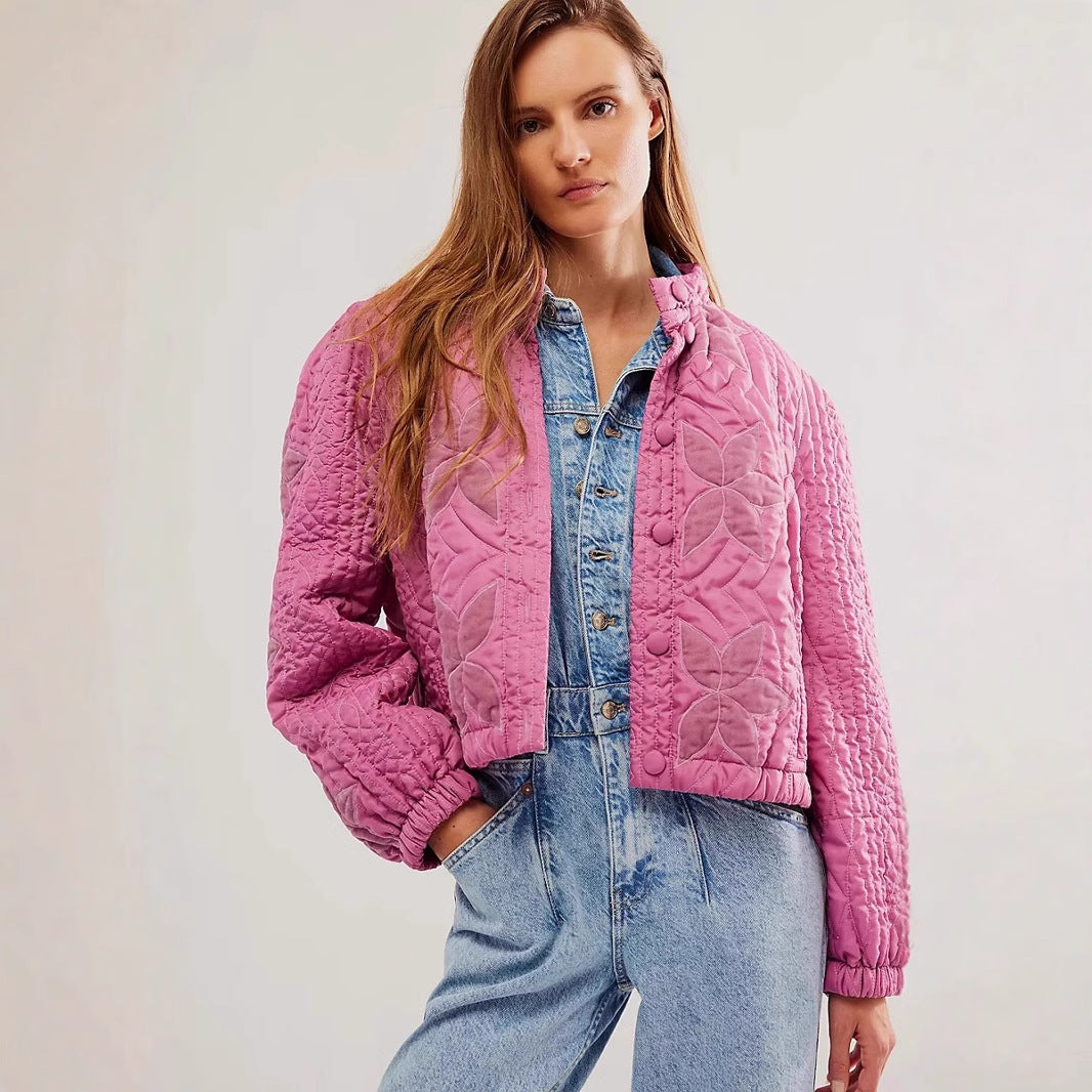 Damen gesteppte Blumenjacke EB