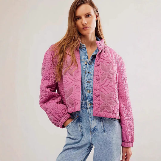 Damen gesteppte Blumenjacke EB
