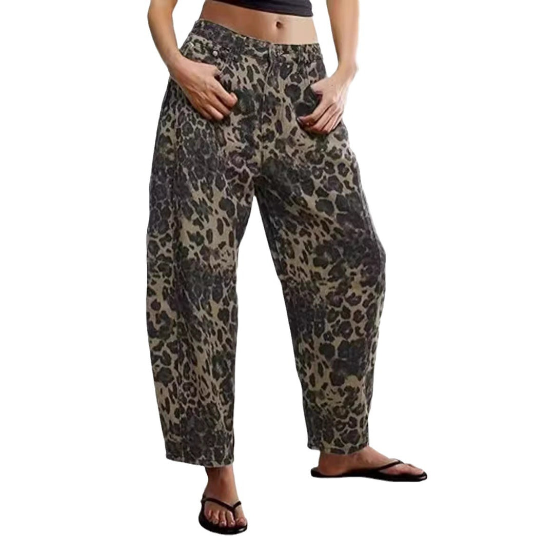 Damen Leichte Sommerhose im Leopardenmuster EB