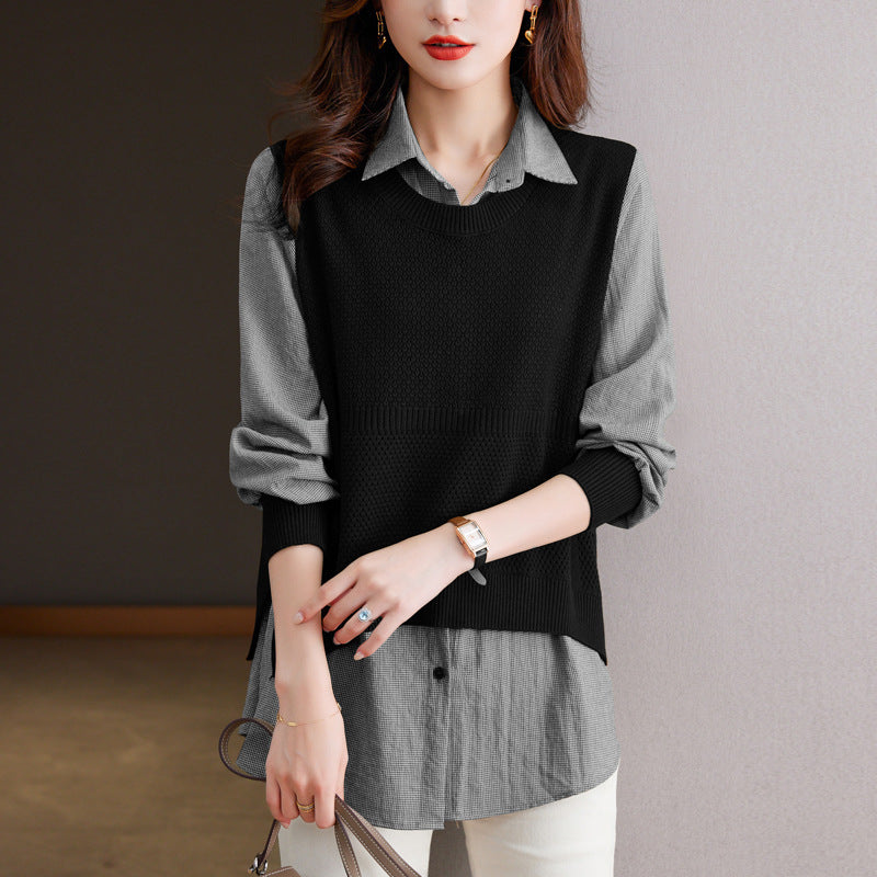 Damen Strickpullover mit einzigartiger Layered-Optik und feiner Struktur EB