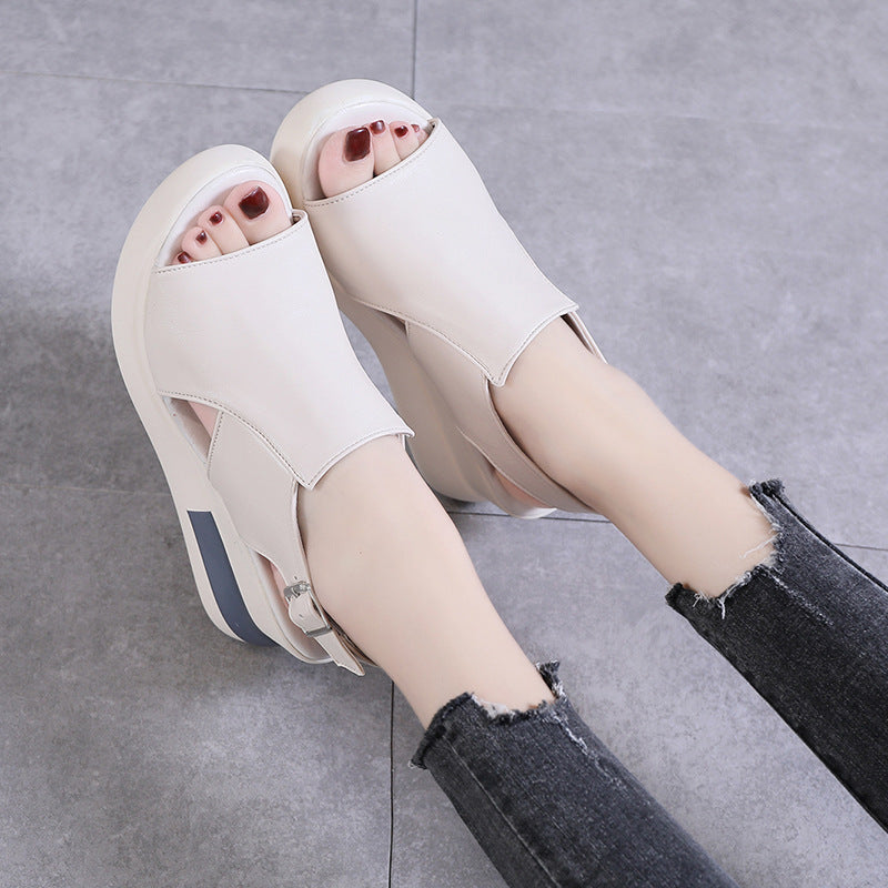 Damen Offene Wedge-Sandalen mit verstellbarem Riemendesign EB