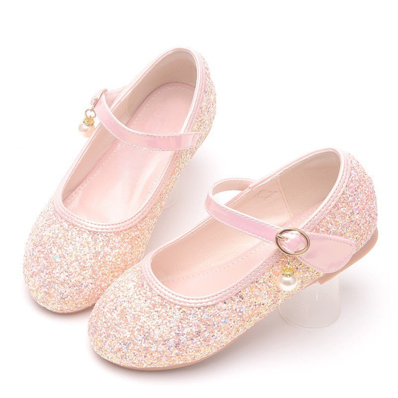 Mädchen Glitzernde Ballerinas mit Riemchen und Perlenapplikation EB