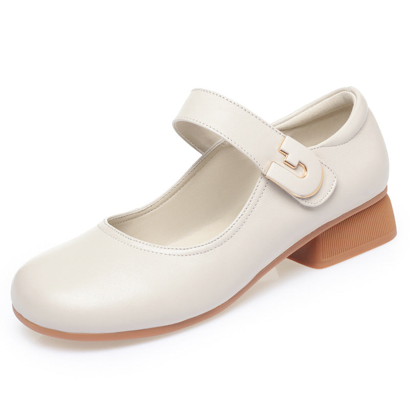 Damen Mary Jane Ballerinas mit elegantem Riemen und komfortablem Blockabsatz EB