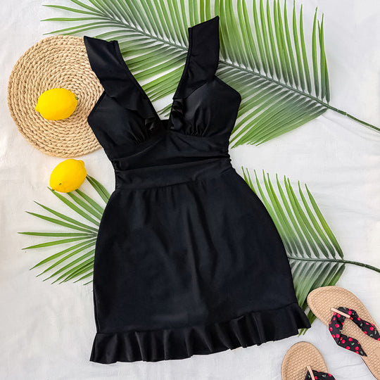 Damen Eleganter Badeanzug mit Rüschendetails EB