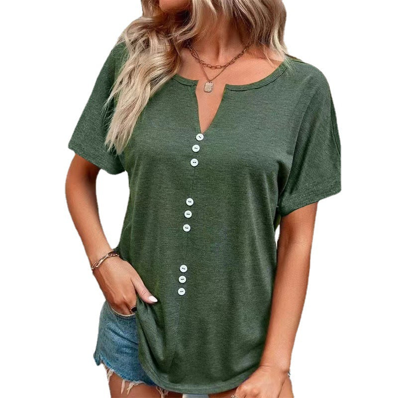Damen T-Shirt mit Knopfleiste und lässigem Schnitt EB