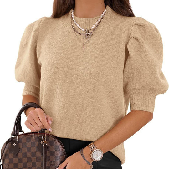 Damen Puffärmel Strickpullover EB