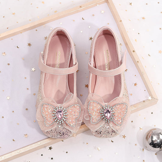 Mädchen Elegante Ballerinas mit Schleifenapplikation und Strass EB