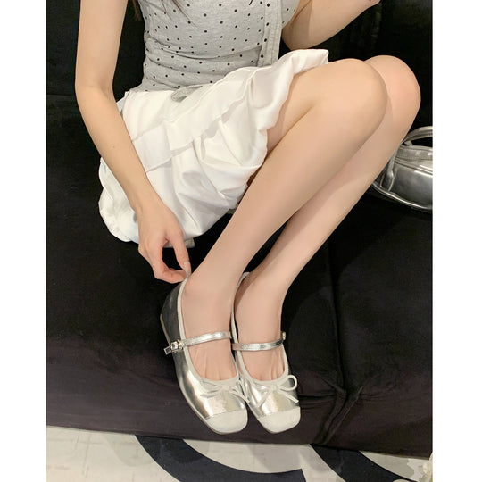 Damen Ballerinas mit modischem Riemen und Schleifenapplikation EB