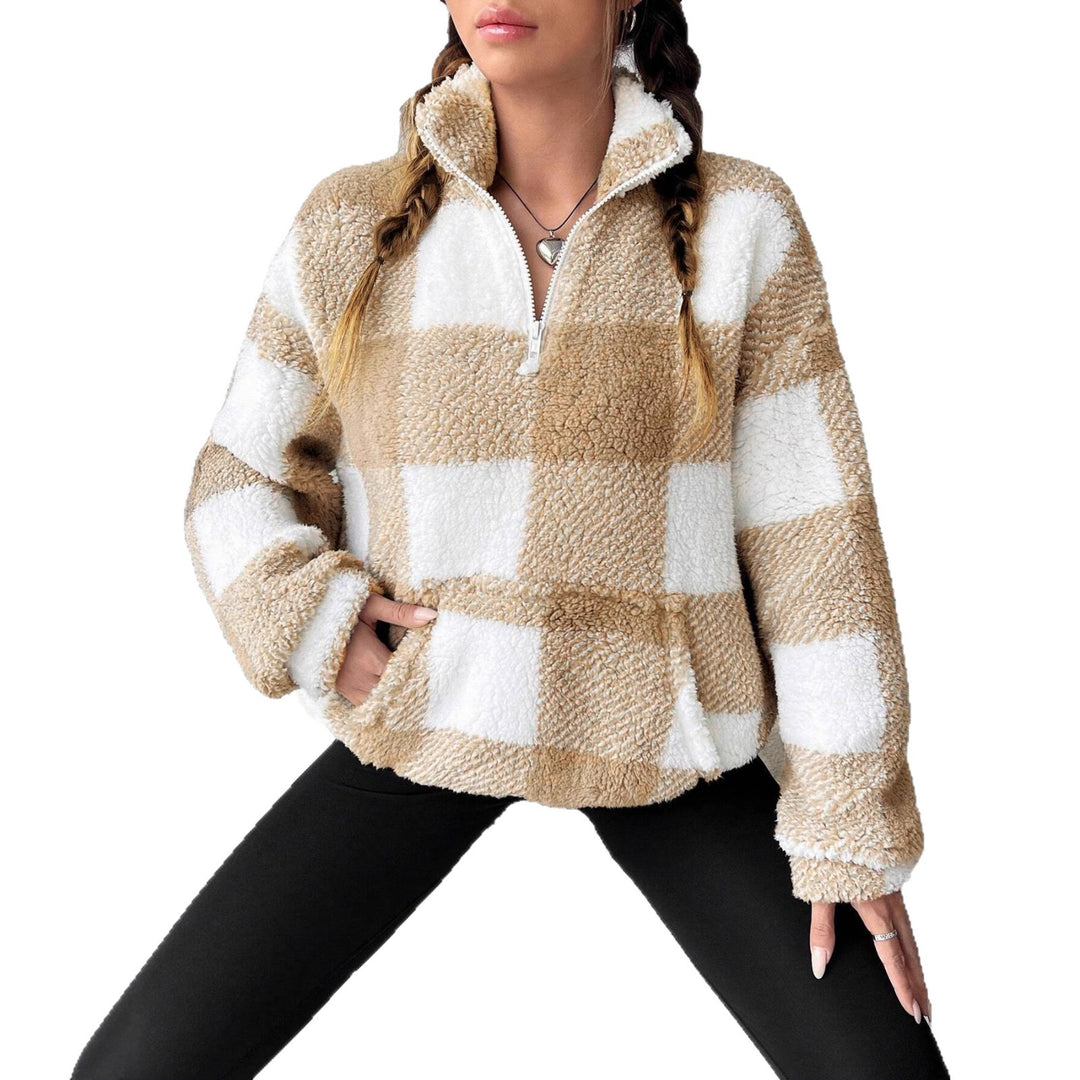 Damen Fleece-Pulloverjacke mit Reißverschluss und Taschen EB
