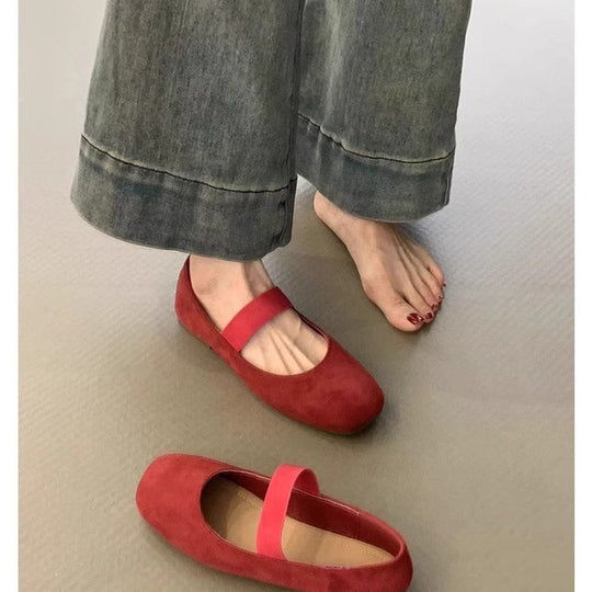 Damen Ballerinas mit komfortablem Riemen und weichem Obermaterial EB