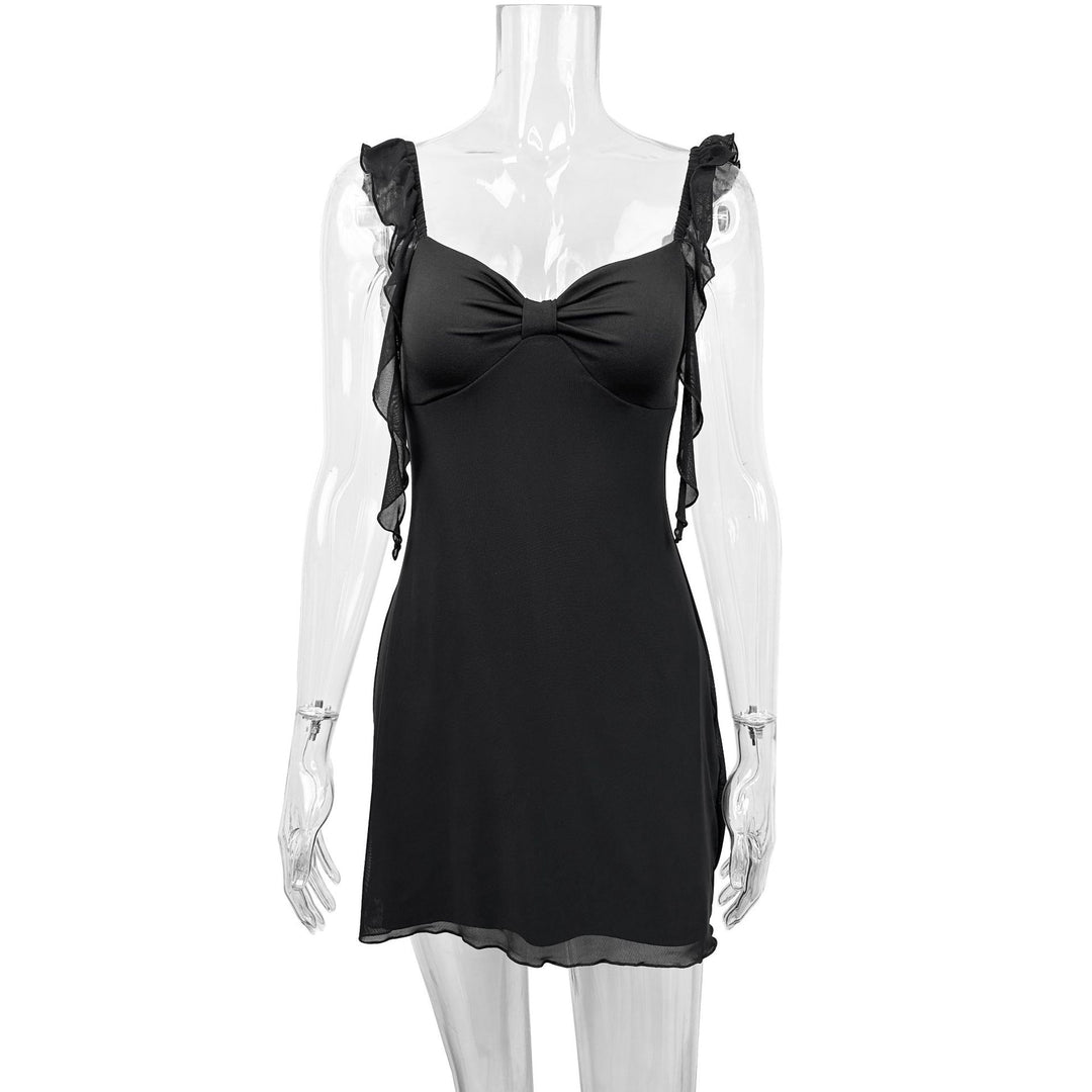 Damen Elegantes trägerloses Minikleid mit raffiniertem Schleifendetail EB