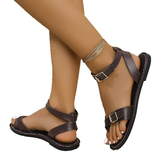 Damen modische Riemchensandalen mit verstellbarem Schnallenverschluss und komfortablem Fußbett EB