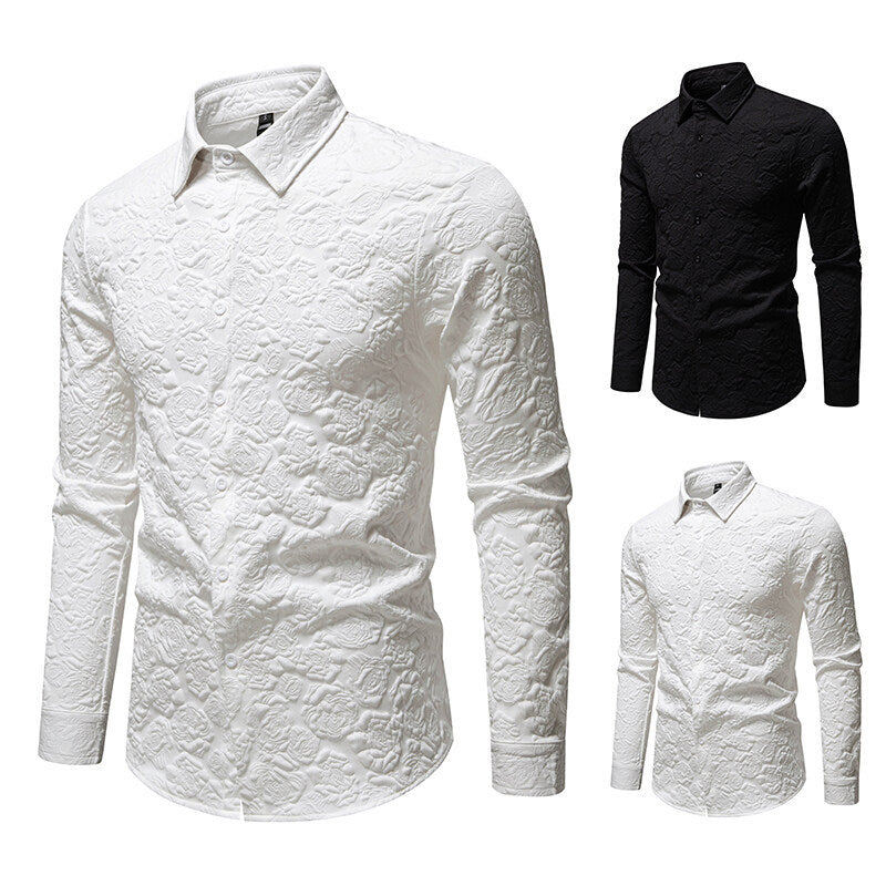 Herren Langarmhemd mit strukturiertem Design EB