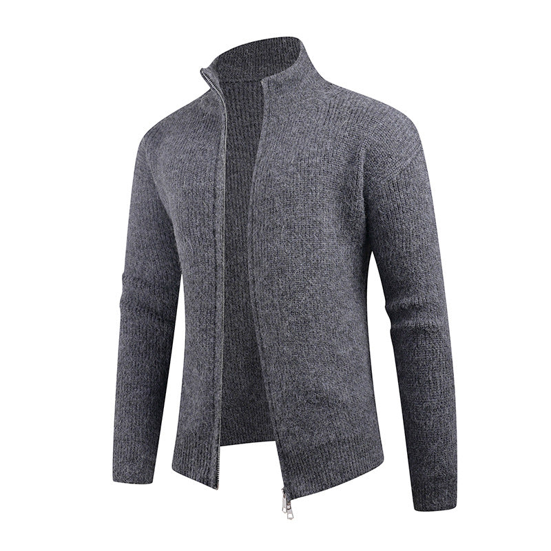 Herren Strickpullover mit hohem Kragen und dekorativem Reißverschluss EB