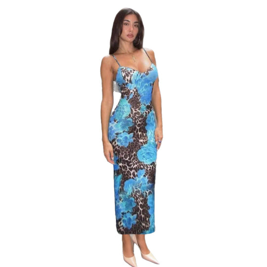 Damen Elegantes Maxikleid mit floralem Muster und taillierten Schnitt EB
