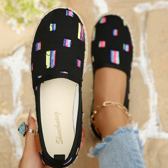 Damen  atmungsaktive Strick-Espadrilles mit geflochtener Jute-Sohle und flexiblem Memory-Fußbett EB