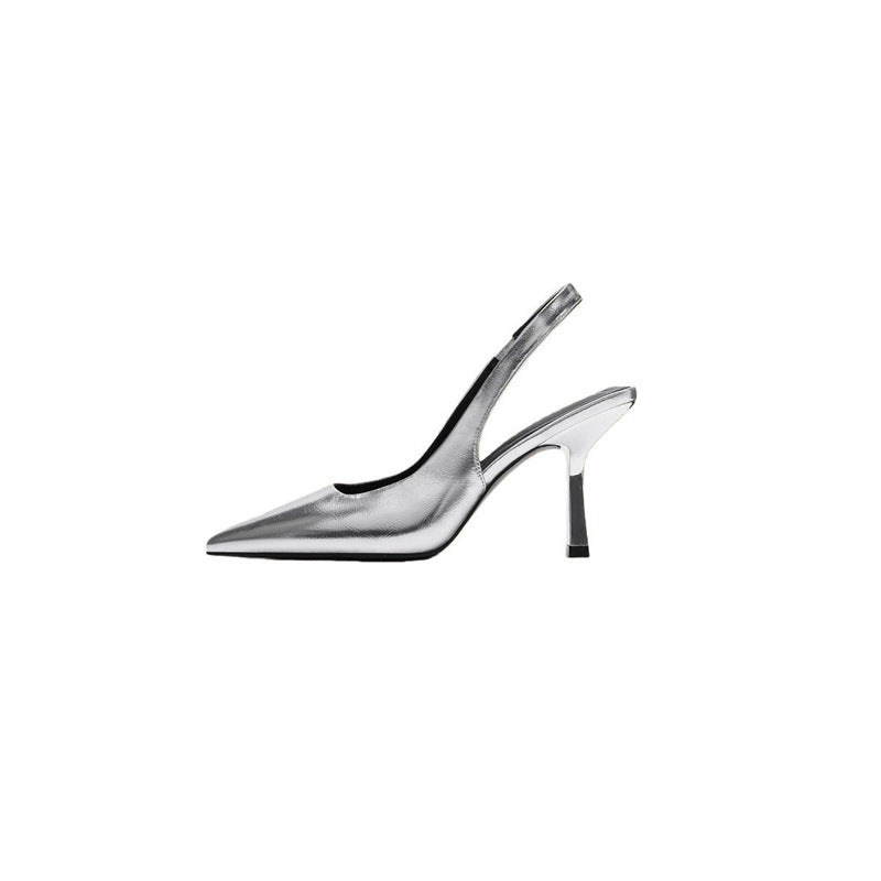 Damen Slingback High Heel Pumps mit elegantem metallic Finish EB