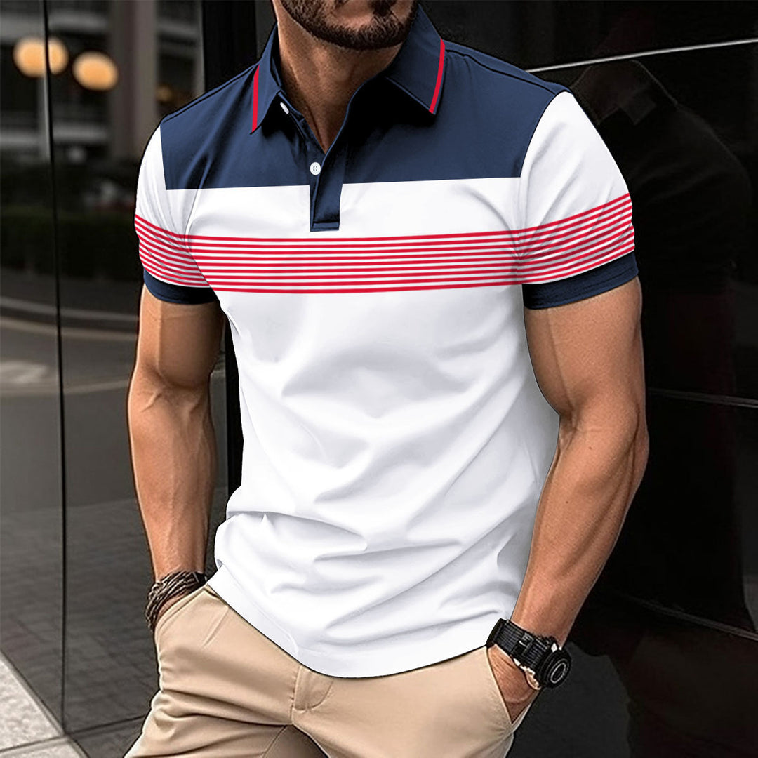 Herren Polo-Shirt mit modernem Karomuster und Knopfleiste EB