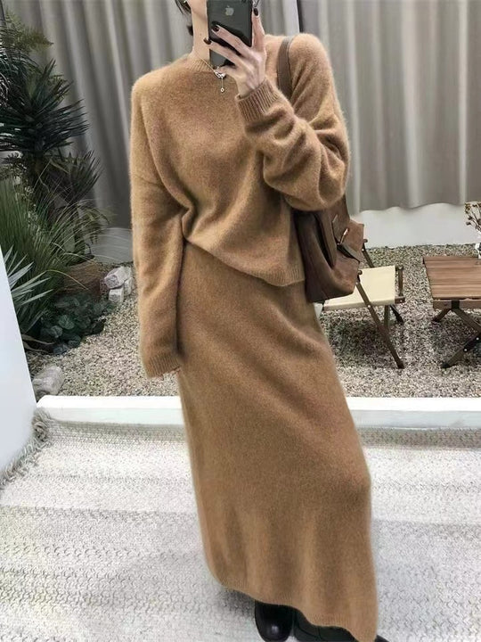 Damen Elegantes Maxikleid mit weichem Strickmaterial und lässigem Schnitt EB