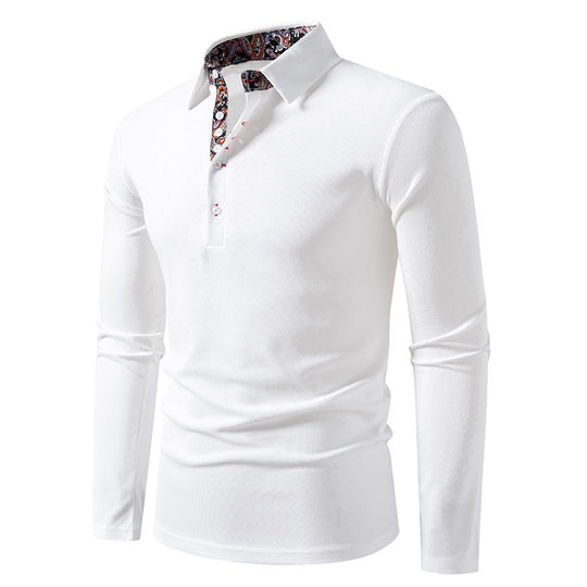 Herren Langarm Polohemd mit elegantem Design und kontrastierendem Kragen EB