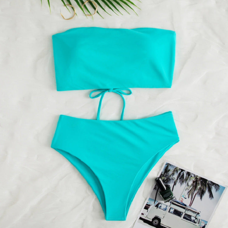 Damen Bandeau-Bikini mit hochgeschnittenem Unterteil EB