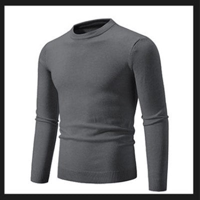 Herren Feiner Strickpullover mit Rundhalsausschnitt und Rippdetails EB