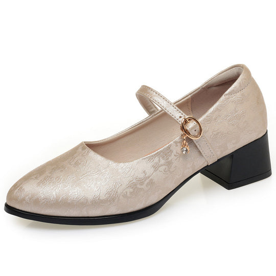 Damen Mary Jane Pumps mit zartem Riemchen und komfortablem Blockabsatz EB