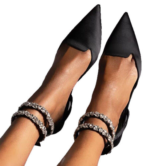 Damen elegante Slingback-Pumps mit funkelnden Strass-Akzenten EB