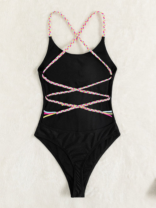 Damen eleganter Einteiler Badeanzug mit verstellbaren Trägern EB