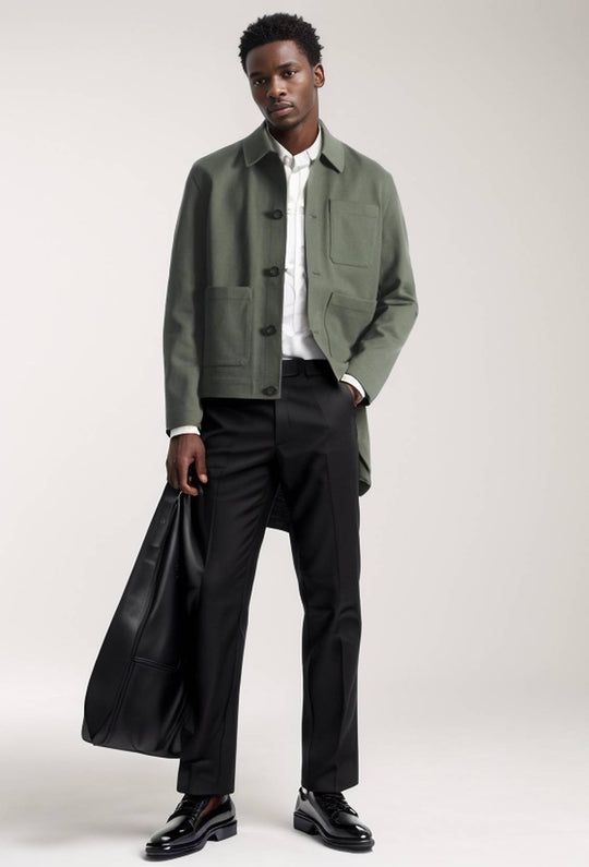 Herren modische Jacke mit aufgesetzten Taschen und hochwertigem Material EB