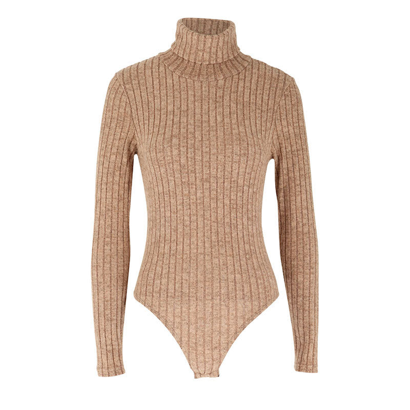 Damen Langarm-Bodysuit mit Rollkragen und feinem Rippmuster EB